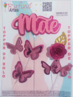 Topo de Bolo Mãe com Flor e Borboleta EVA