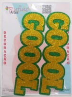 Decoração Futebol Goool Verde/Amarelo - 2 Und - 27x7,5 Cm