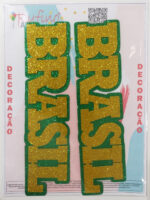 Decoração Futebol Brasil Verde/Amarelo - 2 Und - 27x6,5 Cm