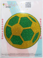 Decoração Futebol Bola Verde/Amarelo - 2 Und - 19Cm