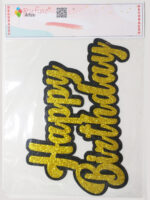 Decoração Parede EVA - Happy Birthday Ouro/Preto - 47x30cm - 1 Und