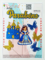 Topo de Bolo Realeza Azul Scrapbook EVA