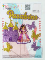 Topo de Bolo Realeza Lilás Scrapbook EVA