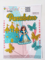 Topo de Bolo Realeza Tifany Scrapbook EVA