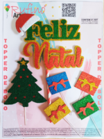 Topo de Bolo Feliz Natal Arvore EVA