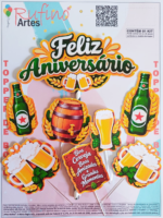 Topo de Bolo Feliz Aniversário Boteco Verde