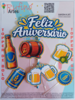 Topo de Bolo Feliz Aniversário Boteco Azul