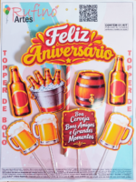 Topo de Bolo Feliz Aniversário Boteco Vermelho