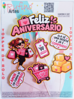 Topo de Bolo Feliz Aniversário Minhas Compras