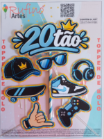 Topo de Bolo Feliz Aniversário 20Tão