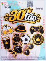 Topo de Bolo Feliz Aniversário 30Tão