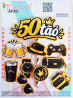 Topo de Bolo Feliz Aniversário 50Tão