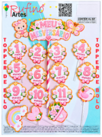 Topo de Bolo Mesversário Rosa Mod 02