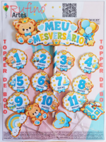 Topo de Bolo Mesversário Azul Mod 02