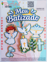 Topo de Bolo Meu Batizado Azul Mod 02