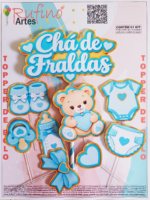 Topo de Bolo Chá De Fraldas Azul Fofinho