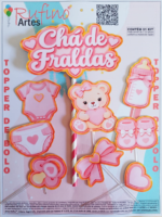 Topo de Bolo Chá de Fraldas Rosa Fofinha